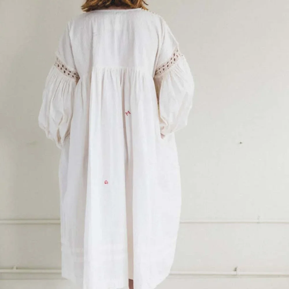 Story MFG. Mon Dress in Ecru Top Stitch - Picture 8 of 10